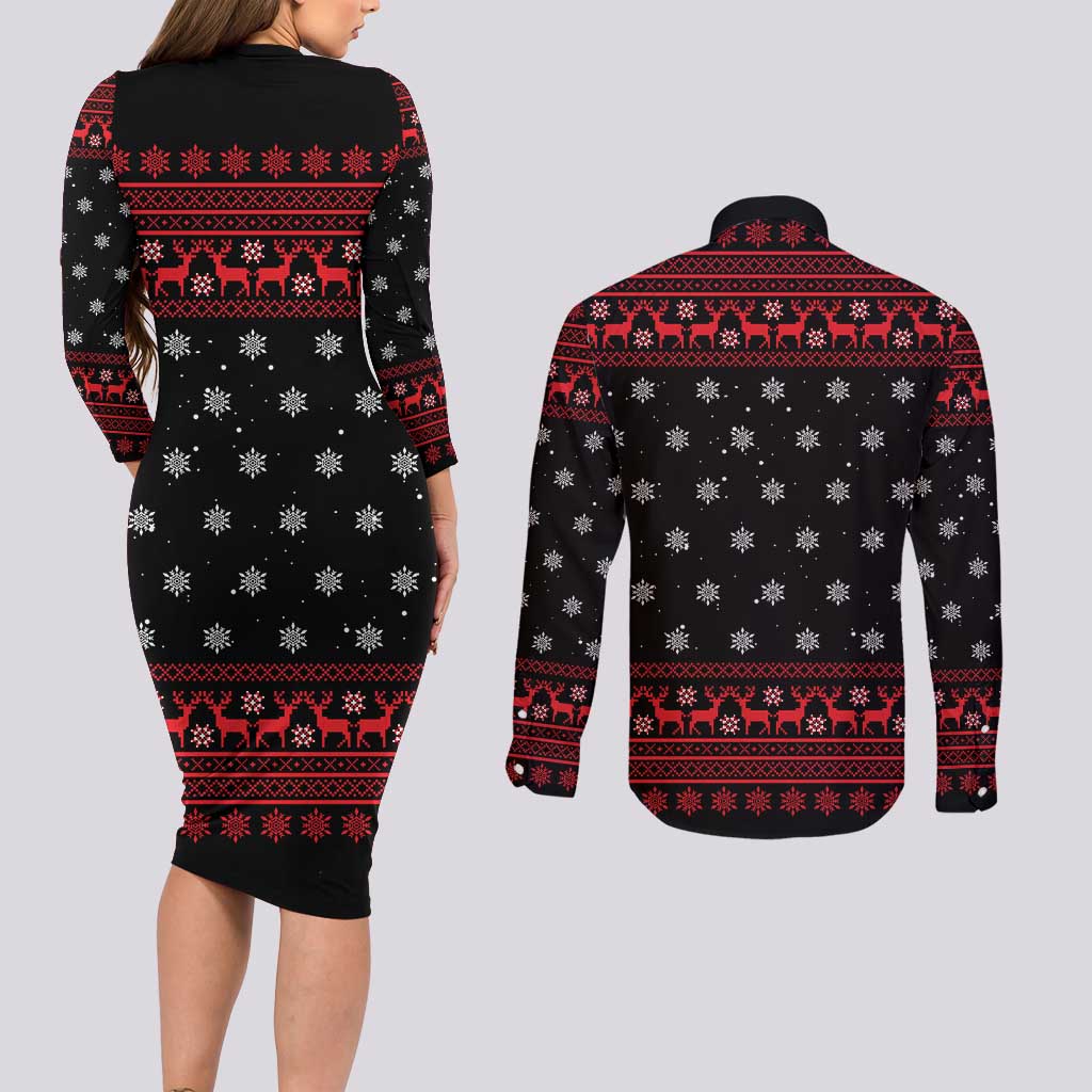 Funny Gingerbread Christmas Couples Matching Long Sleeve Bodycon Dress and Long Sleeve Button Shirt Hoodie with Gingers Are for Life Quote and Snowflake Pattern - Wonder Print Shop