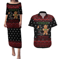 Funny Gingerbread Christmas Couples Matching Puletasi and Hawaiian Shirt Hoodie with Gingers Are for Life Quote and Snowflake Pattern - Wonder Print Shop