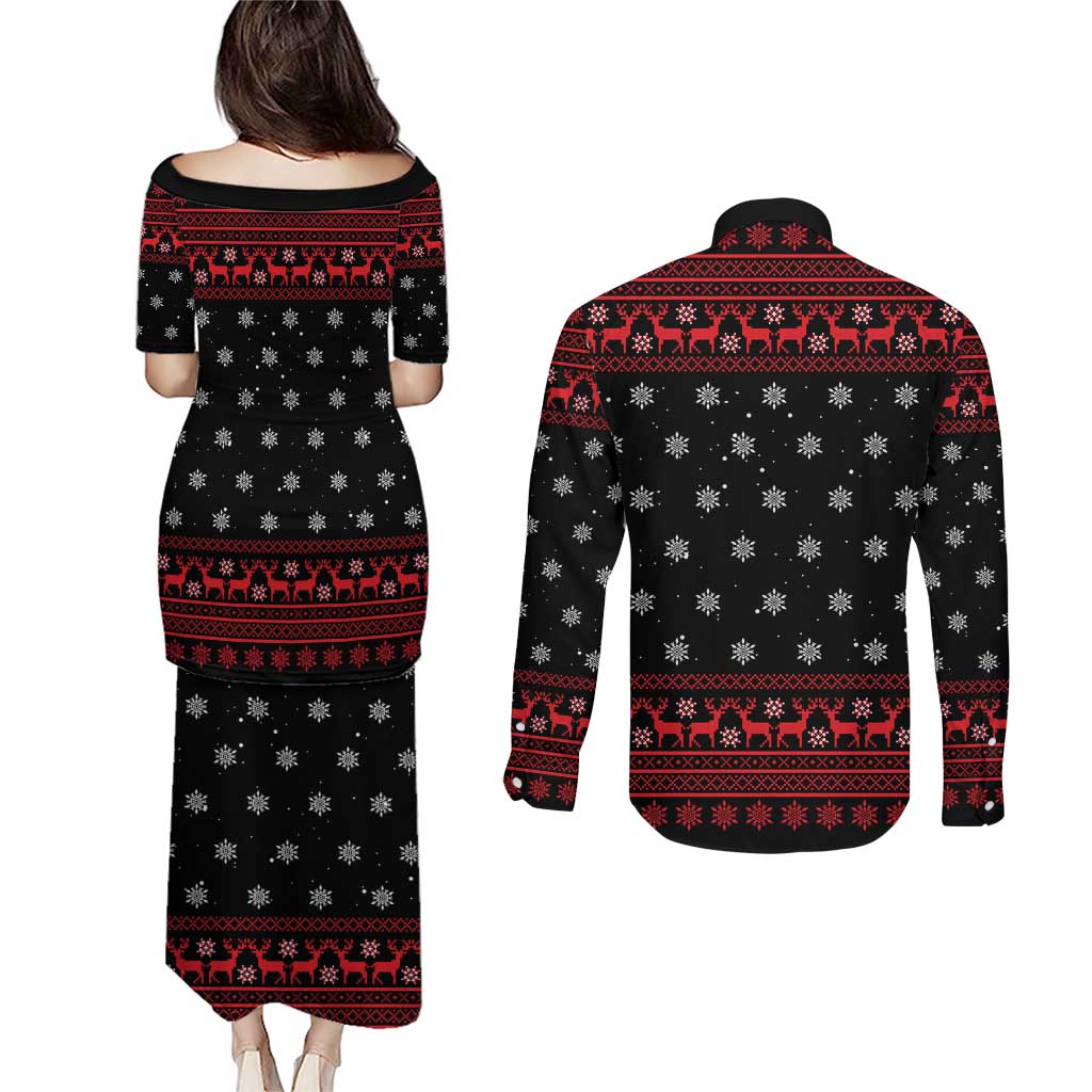 Funny Gingerbread Christmas Couples Matching Puletasi and Long Sleeve Button Shirt Hoodie with Gingers Are for Life Quote and Snowflake Pattern - Wonder Print Shop