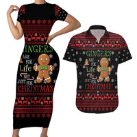 Funny Gingerbread Christmas Couples Matching Short Sleeve Bodycon Dress and Hawaiian Shirt Hoodie with Gingers Are for Life Quote and Snowflake Pattern - Wonder Print Shop