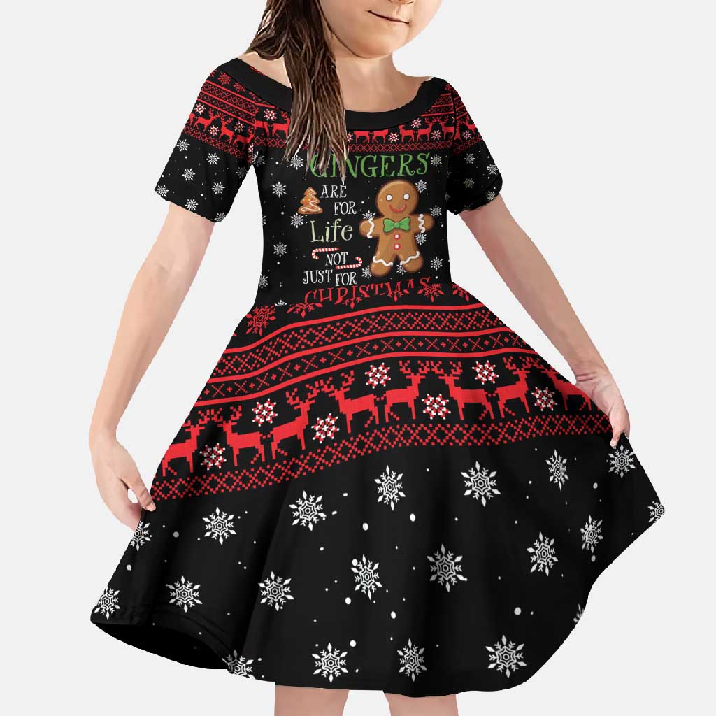 Funny Gingerbread Christmas Family Matching Long Sleeve Bodycon Dress and Hawaiian Shirt Hoodie with Gingers Are for Life Quote and Snowflake Pattern - Wonder Print Shop