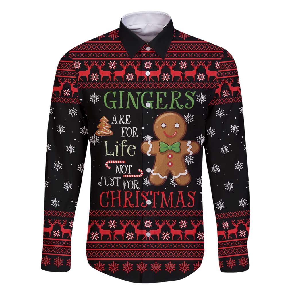 Funny Gingerbread Christmas Family Matching Mermaid Dress and Hawaiian Shirt Hoodie with Gingers Are for Life Quote and Snowflake Pattern - Wonder Print Shop