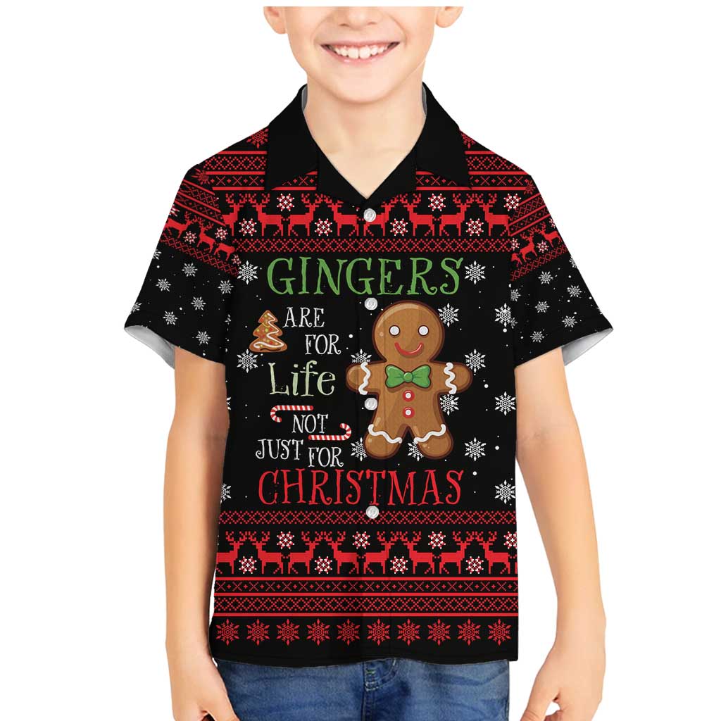 Funny Gingerbread Christmas Family Matching Mermaid Dress and Hawaiian Shirt Hoodie with Gingers Are for Life Quote and Snowflake Pattern - Wonder Print Shop