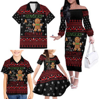 Funny Gingerbread Christmas Family Matching Off The Shoulder Long Sleeve Dress and Hawaiian Shirt Hoodie with Gingers Are for Life Quote and Snowflake Pattern - Wonder Print Shop