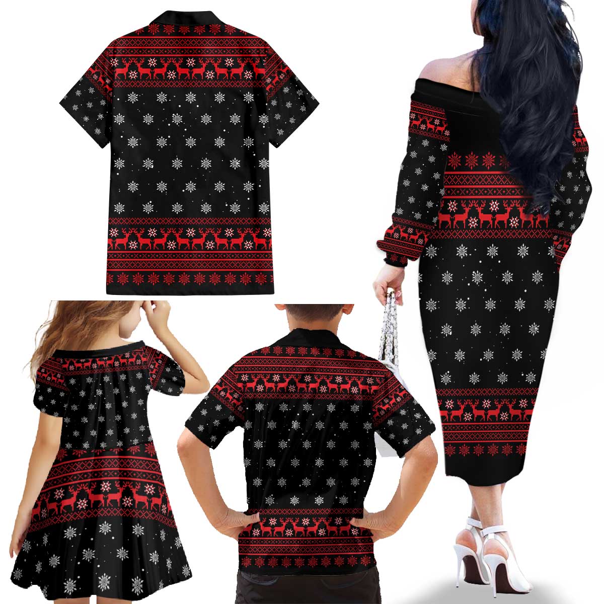 Funny Gingerbread Christmas Family Matching Off The Shoulder Long Sleeve Dress and Hawaiian Shirt Hoodie with Gingers Are for Life Quote and Snowflake Pattern - Wonder Print Shop