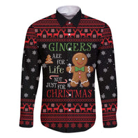 Funny Gingerbread Christmas Family Matching Off The Shoulder Long Sleeve Dress and Hawaiian Shirt Hoodie with Gingers Are for Life Quote and Snowflake Pattern - Wonder Print Shop