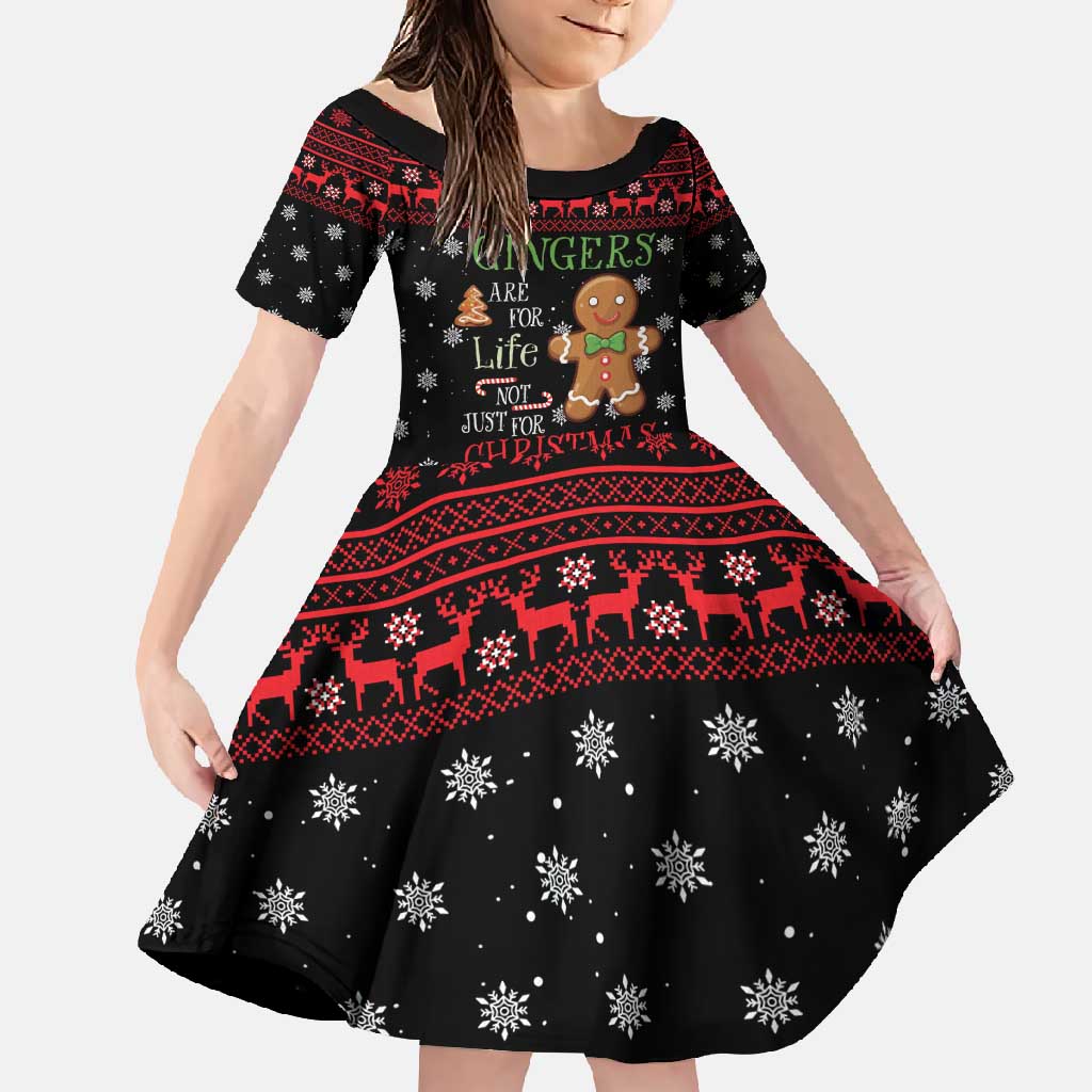 Funny Gingerbread Christmas Family Matching Off Shoulder Maxi Dress and Hawaiian Shirt Hoodie with Gingers Are for Life Quote and Snowflake Pattern - Wonder Print Shop