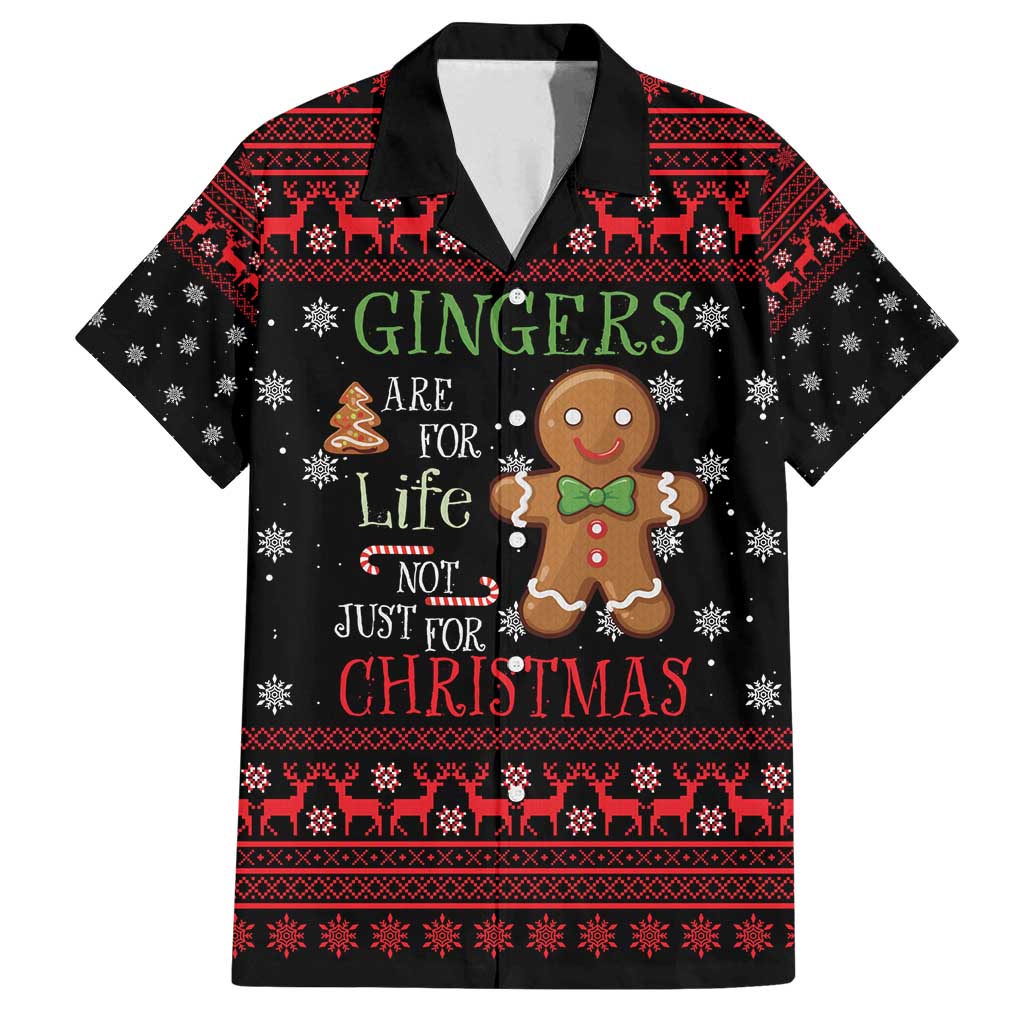 Funny Gingerbread Christmas Family Matching Off Shoulder Short Dress and Hawaiian Shirt Hoodie with Gingers Are for Life Quote and Snowflake Pattern - Wonder Print Shop