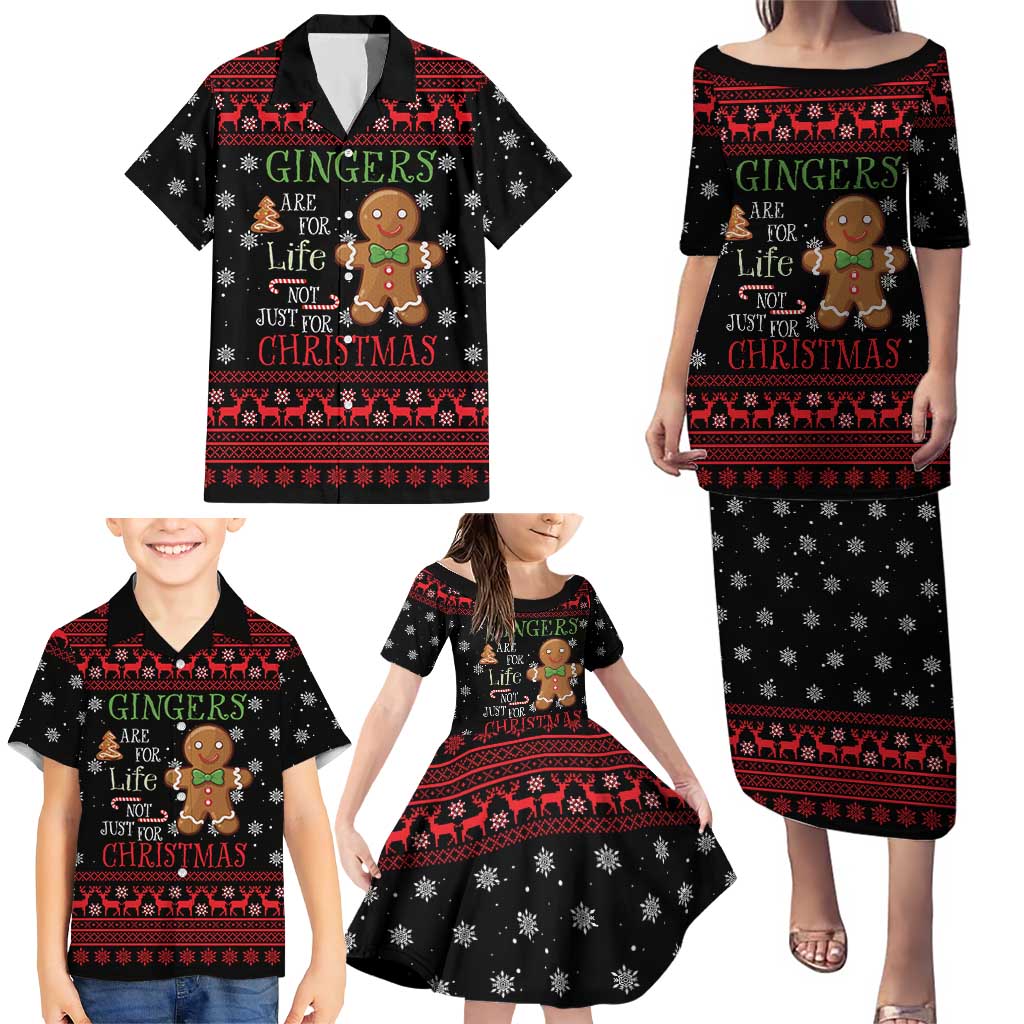Funny Gingerbread Christmas Family Matching Puletasi and Hawaiian Shirt Hoodie with Gingers Are for Life Quote and Snowflake Pattern - Wonder Print Shop
