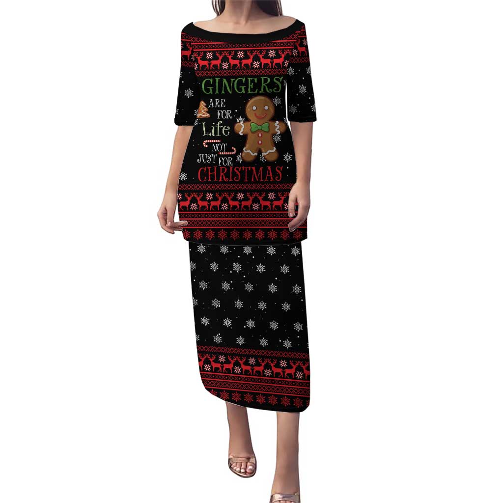 Funny Gingerbread Christmas Family Matching Puletasi and Hawaiian Shirt Hoodie with Gingers Are for Life Quote and Snowflake Pattern - Wonder Print Shop