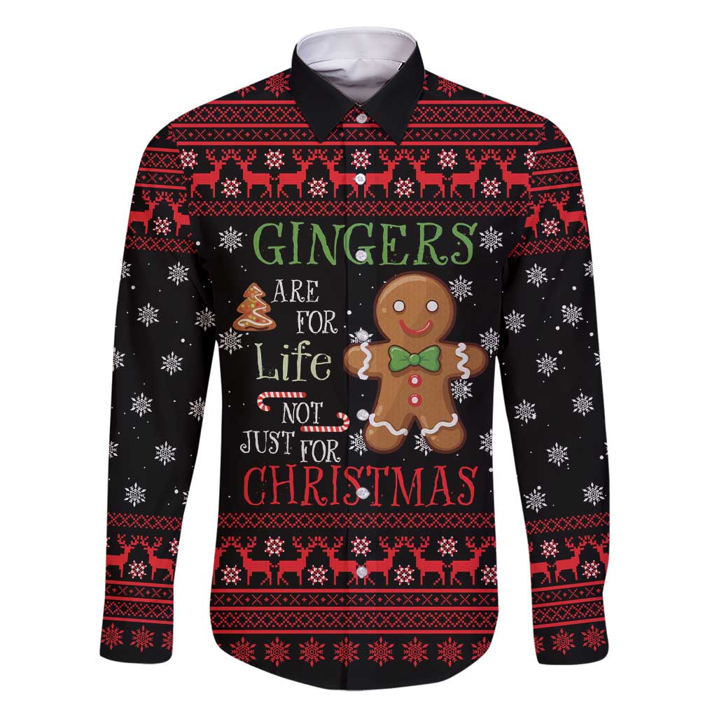 Funny Gingerbread Christmas Family Matching Short Sleeve Bodycon Dress and Hawaiian Shirt Hoodie with Gingers Are for Life Quote and Snowflake Pattern - Wonder Print Shop