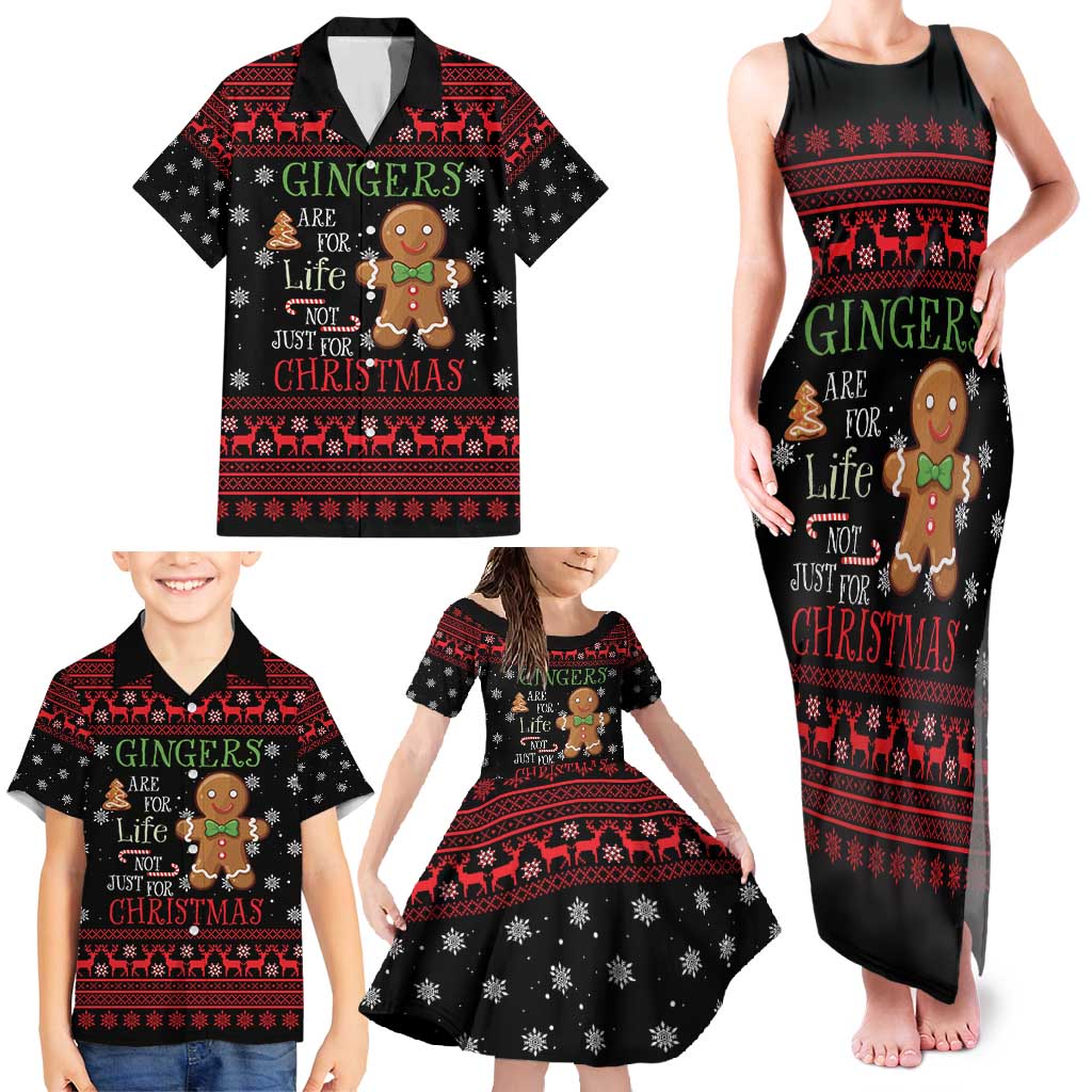 Funny Gingerbread Christmas Family Matching Tank Maxi Dress and Hawaiian Shirt Hoodie with Gingers Are for Life Quote and Snowflake Pattern - Wonder Print Shop