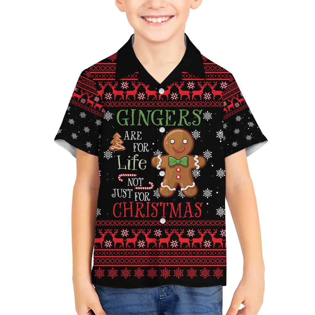 Funny Gingerbread Christmas Family Matching Tank Maxi Dress and Hawaiian Shirt Hoodie with Gingers Are for Life Quote and Snowflake Pattern - Wonder Print Shop