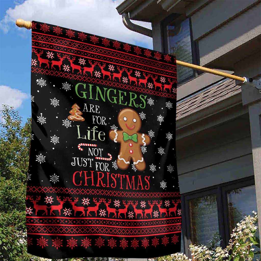 Funny Gingerbread Christmas Garden Flag Hoodie with Gingers Are for Life Quote and Snowflake Pattern - Wonder Print Shop