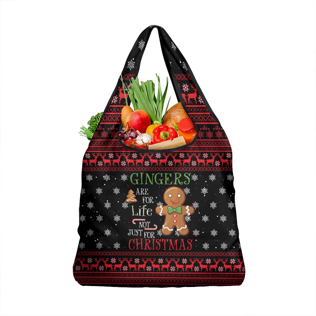 Funny Gingerbread Christmas Grocery Bag Hoodie with Gingers Are for Life Quote and Snowflake Pattern - Wonder Print Shop