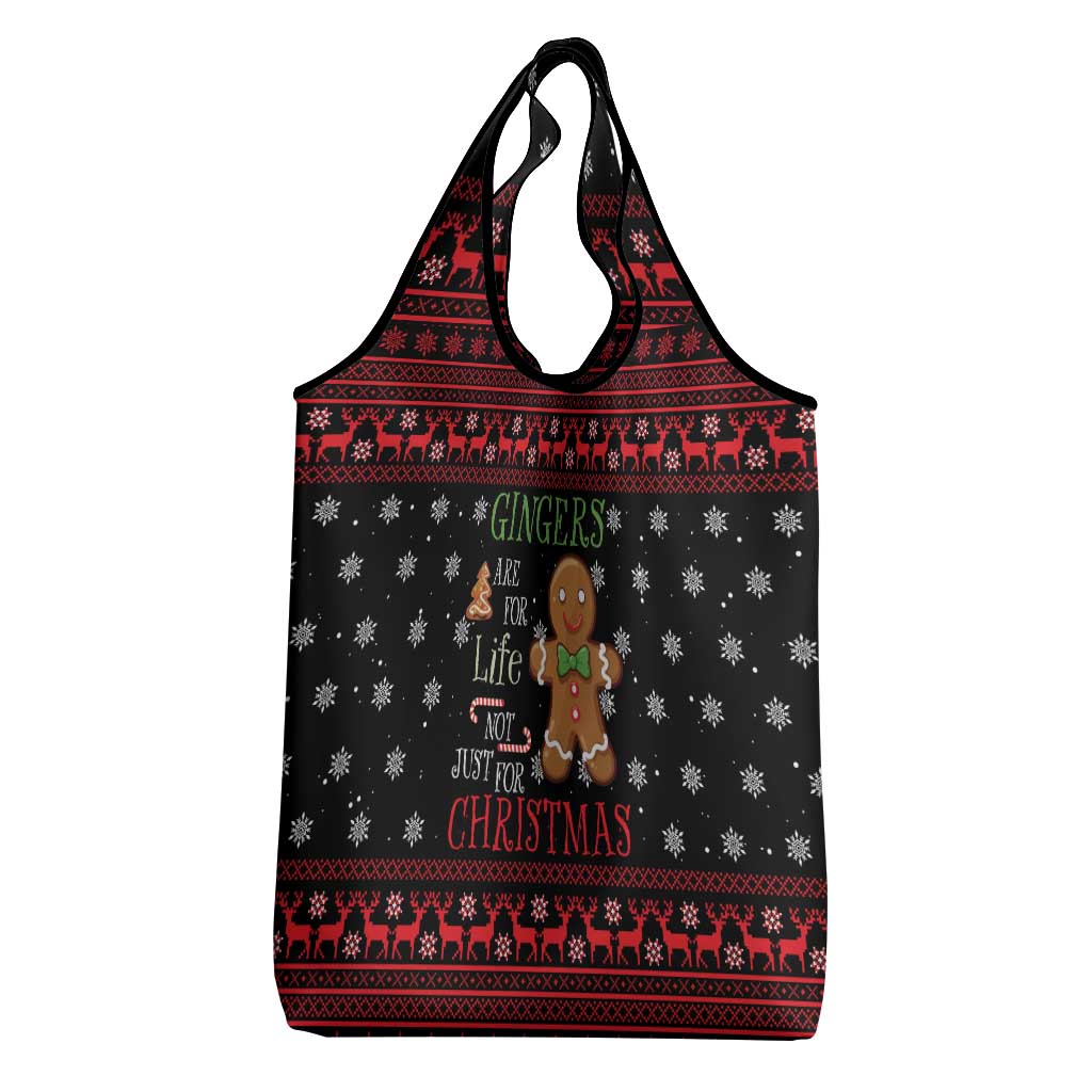 Funny Gingerbread Christmas Grocery Bag Hoodie with Gingers Are for Life Quote and Snowflake Pattern - Wonder Print Shop