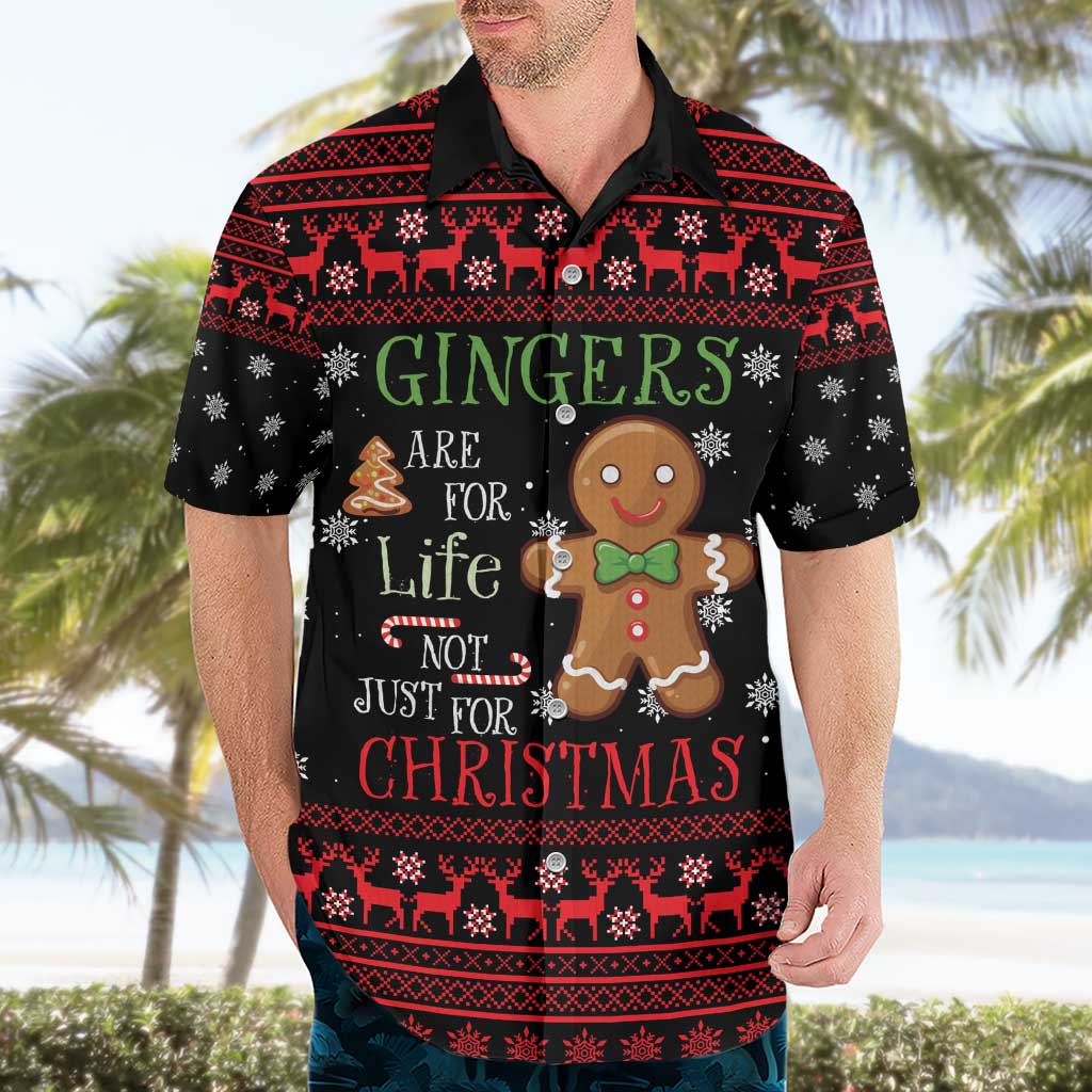 Funny Gingerbread Christmas Hawaiian Shirt Hoodie with Gingers Are for Life Quote and Snowflake Pattern - Wonder Print Shop