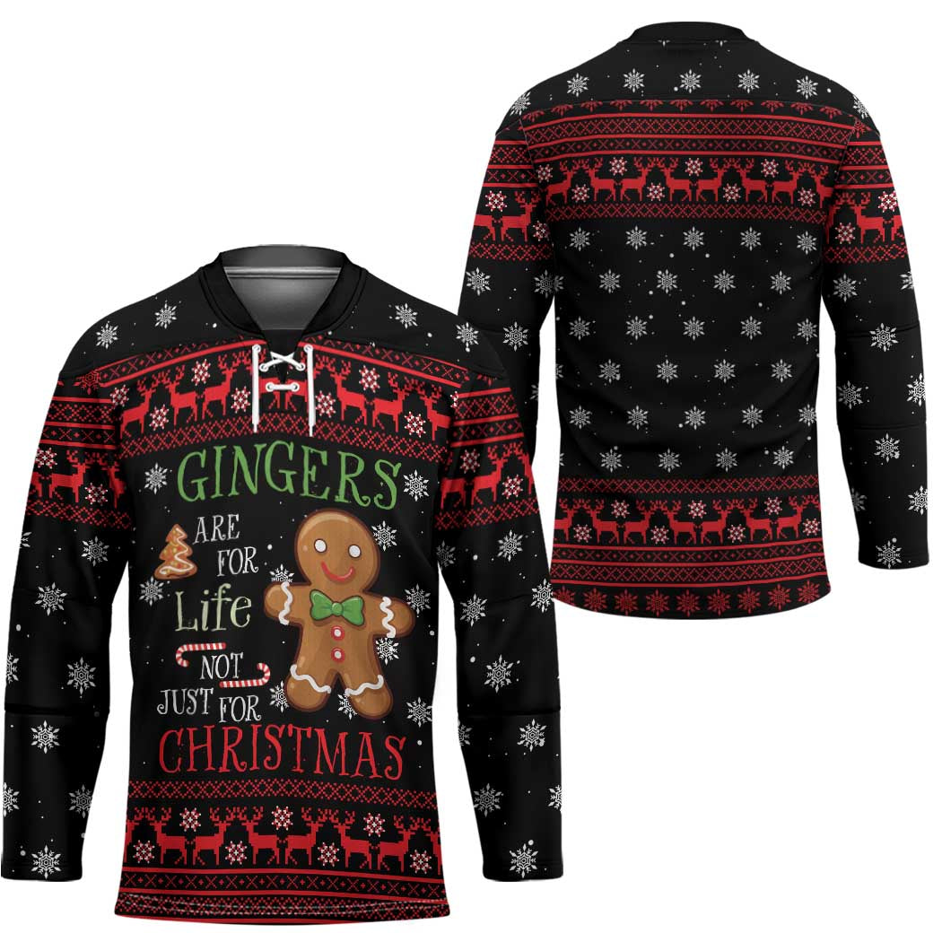 Funny Gingerbread Christmas Hockey Jersey Hoodie with Gingers Are for Life Quote and Snowflake Pattern - Wonder Print Shop