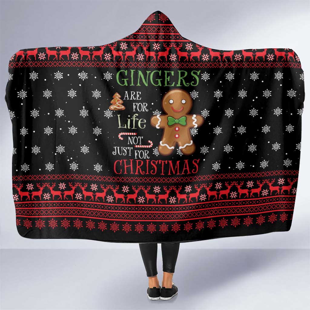 Funny Gingerbread Christmas Hooded Blanket Hoodie with Gingers Are for Life Quote and Snowflake Pattern - Wonder Print Shop