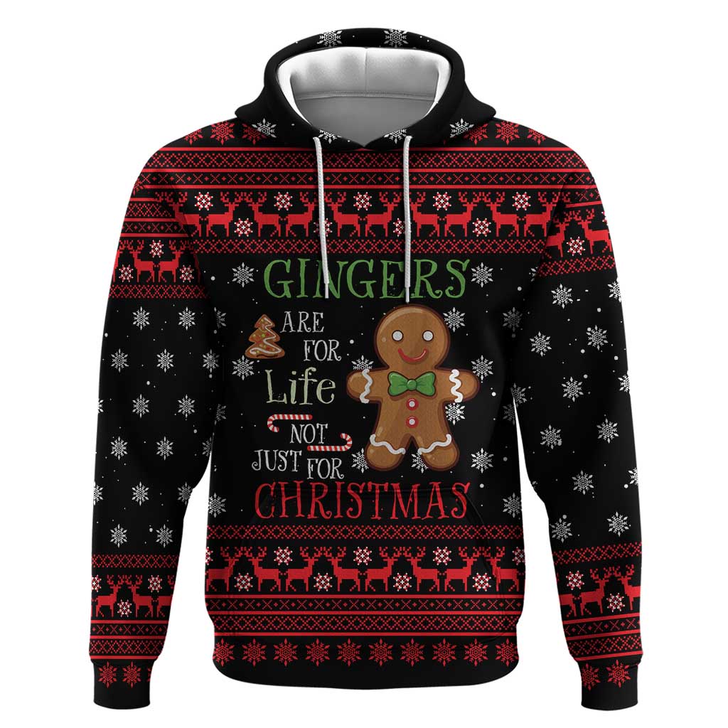 Funny Gingerbread Christmas Hoodie Hoodie with Gingers Are for Life Quote and Snowflake Pattern - Wonder Print Shop