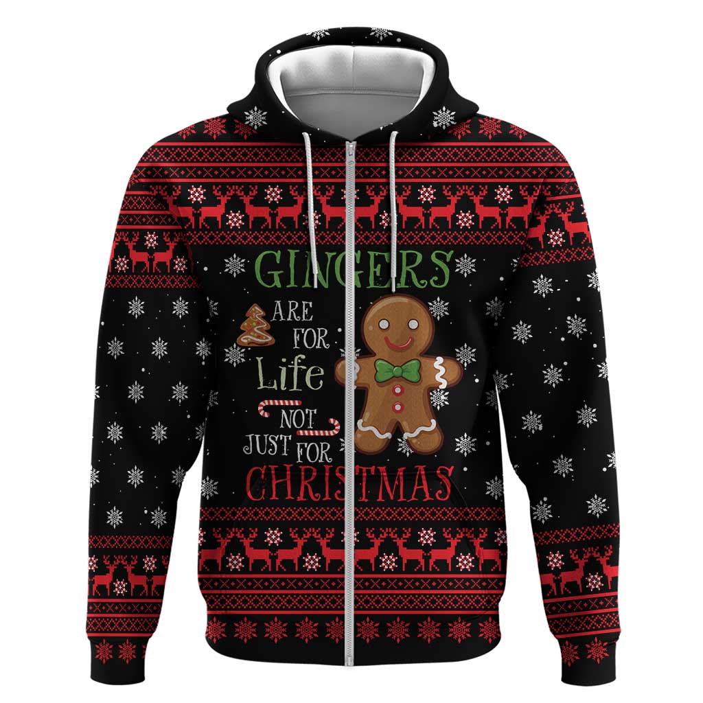Funny Gingerbread Christmas Hoodie Hoodie with Gingers Are for Life Quote and Snowflake Pattern - Wonder Print Shop