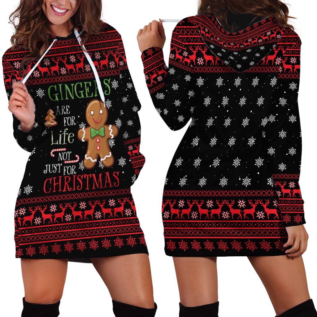 Funny Gingerbread Christmas Hoodie Dress Hoodie with Gingers Are for Life Quote and Snowflake Pattern - Wonder Print Shop