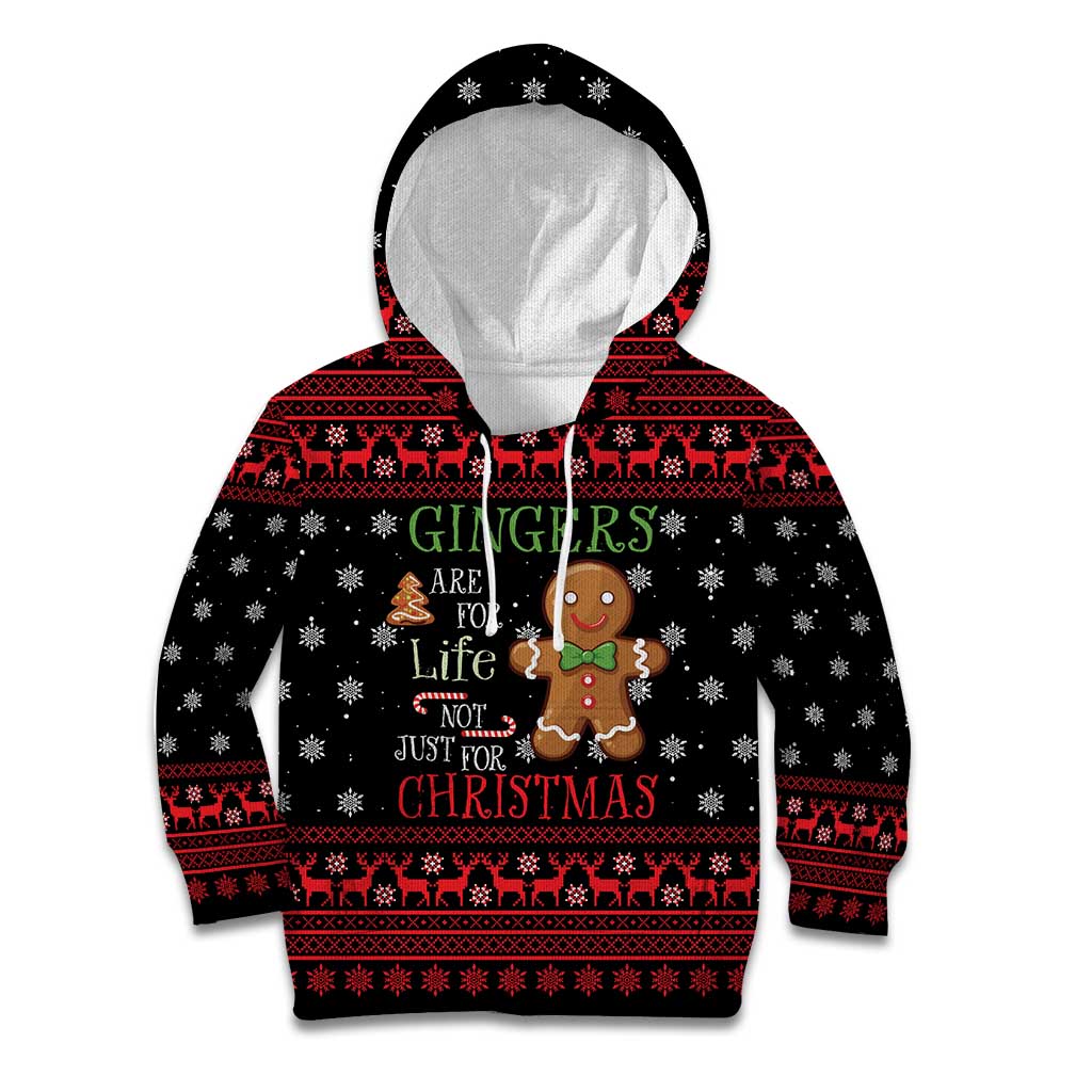 Funny Gingerbread Christmas Kid Hoodie Hoodie with Gingers Are for Life Quote and Snowflake Pattern - Wonder Print Shop