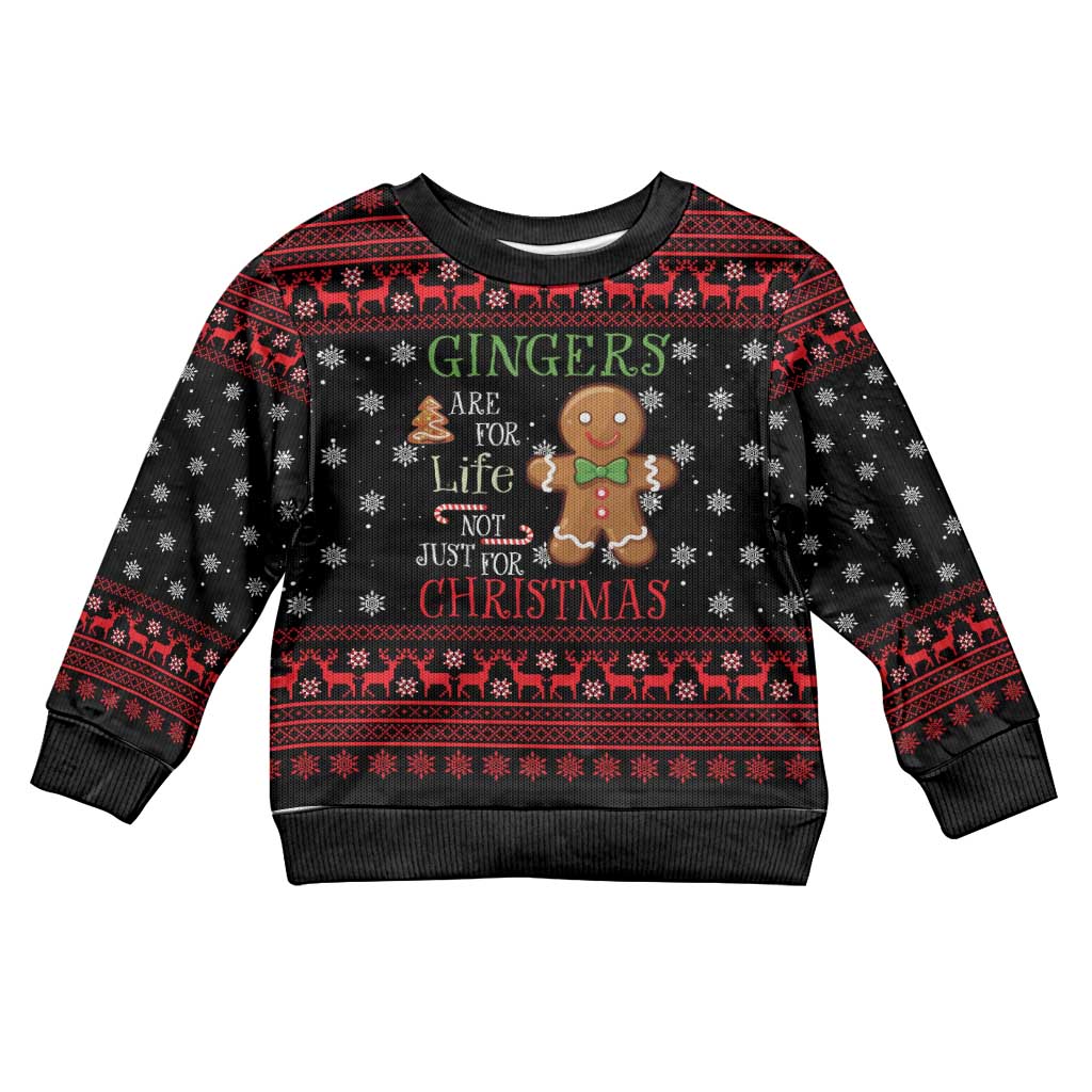 Funny Gingerbread Christmas Kid Ugly Christmas Sweater Hoodie with Gingers Are for Life Quote and Snowflake Pattern - Wonder Print Shop