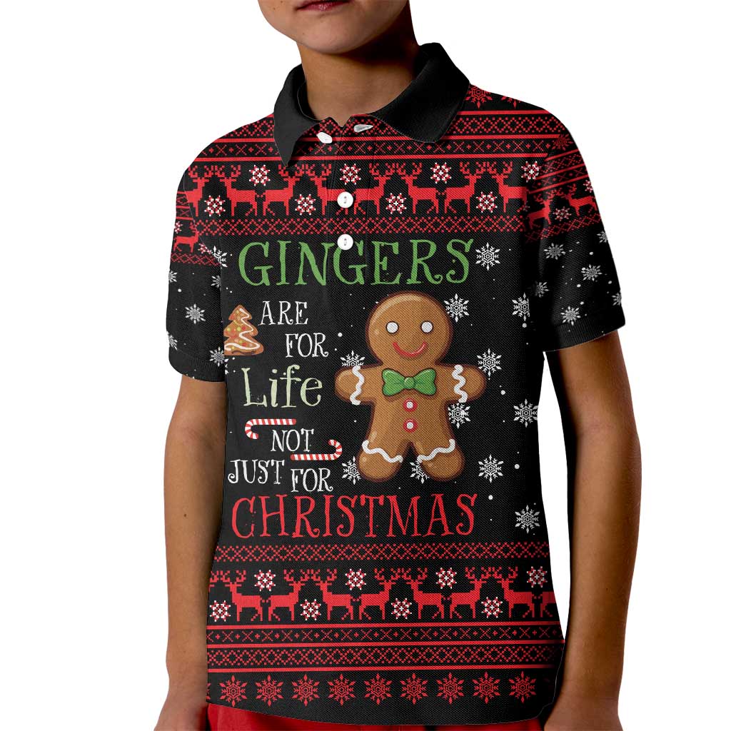 Funny Gingerbread Christmas Kid Polo Shirt Hoodie with Gingers Are for Life Quote and Snowflake Pattern - Wonder Print Shop
