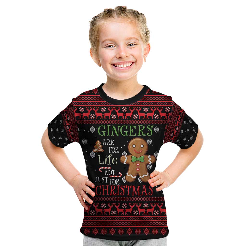 Funny Gingerbread Christmas Kid T Shirt Hoodie with Gingers Are for Life Quote and Snowflake Pattern - Wonder Print Shop