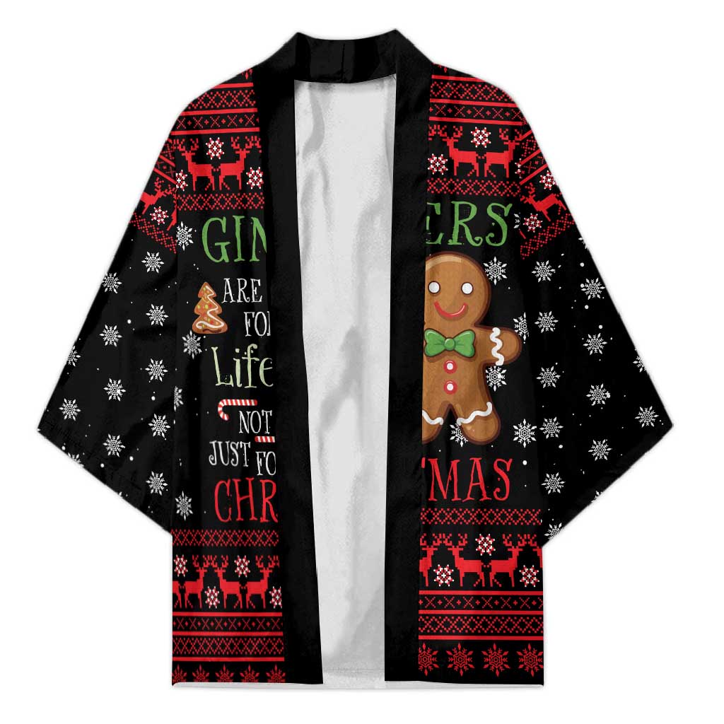 Funny Gingerbread Christmas Kimono Hoodie with Gingers Are for Life Quote and Snowflake Pattern - Wonder Print Shop