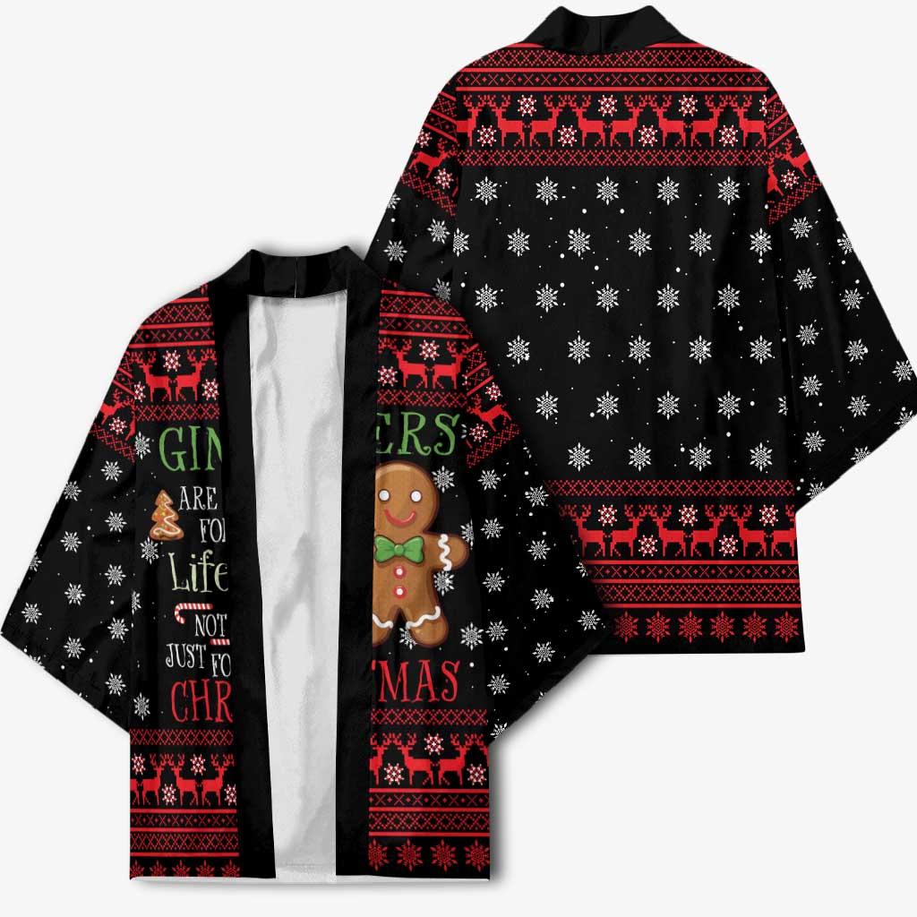 Funny Gingerbread Christmas Kimono Hoodie with Gingers Are for Life Quote and Snowflake Pattern - Wonder Print Shop