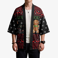 Funny Gingerbread Christmas Kimono Hoodie with Gingers Are for Life Quote and Snowflake Pattern - Wonder Print Shop