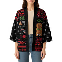 Funny Gingerbread Christmas Kimono Hoodie with Gingers Are for Life Quote and Snowflake Pattern - Wonder Print Shop