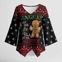 Funny Gingerbread Christmas Kimono Sleeve Blouse Hoodie with Gingers Are for Life Quote and Snowflake Pattern - Wonder Print Shop