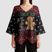 Funny Gingerbread Christmas Kimono Sleeve Blouse Hoodie with Gingers Are for Life Quote and Snowflake Pattern - Wonder Print Shop