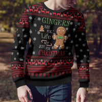 Funny Gingerbread Christmas Ugly Christmas Sweater Hoodie with Gingers Are for Life Quote and Snowflake Pattern - Wonder Print Shop