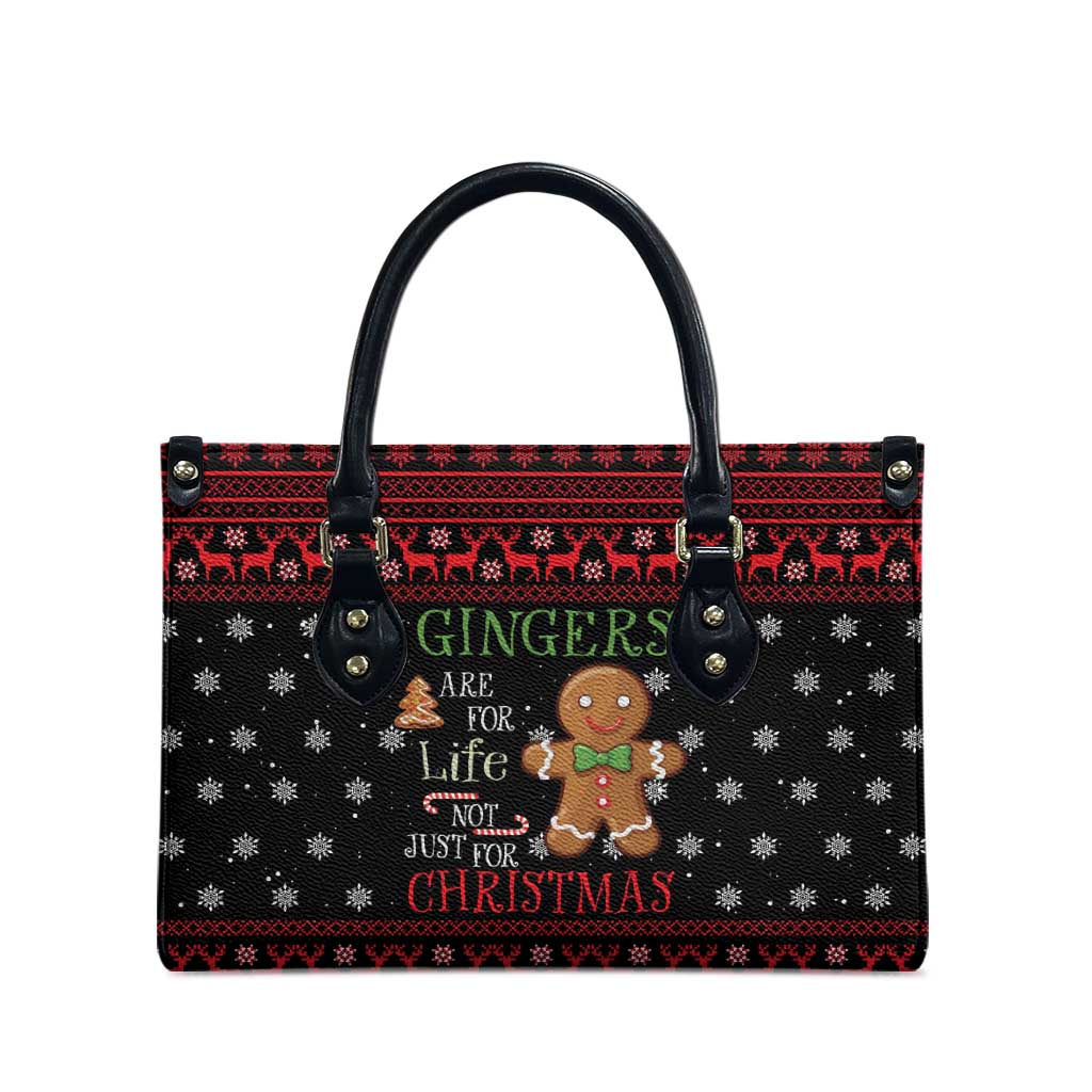 Funny Gingerbread Christmas Leather Bag Hoodie with Gingers Are for Life Quote and Snowflake Pattern - Wonder Print Shop