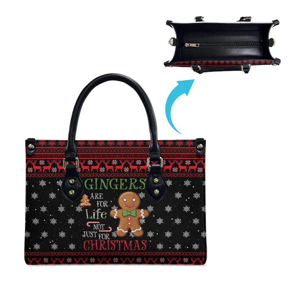 Funny Gingerbread Christmas Leather Bag Hoodie with Gingers Are for Life Quote and Snowflake Pattern - Wonder Print Shop