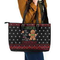 Funny Gingerbread Christmas Leather Tote Bag Hoodie with Gingers Are for Life Quote and Snowflake Pattern - Wonder Print Shop