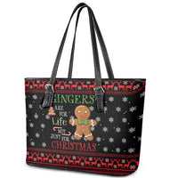 Funny Gingerbread Christmas Leather Tote Bag Hoodie with Gingers Are for Life Quote and Snowflake Pattern - Wonder Print Shop