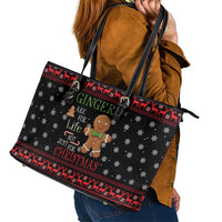 Funny Gingerbread Christmas Leather Tote Bag Hoodie with Gingers Are for Life Quote and Snowflake Pattern - Wonder Print Shop