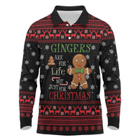 Funny Gingerbread Christmas Long Sleeve Polo Shirt Hoodie with Gingers Are for Life Quote and Snowflake Pattern - Wonder Print Shop