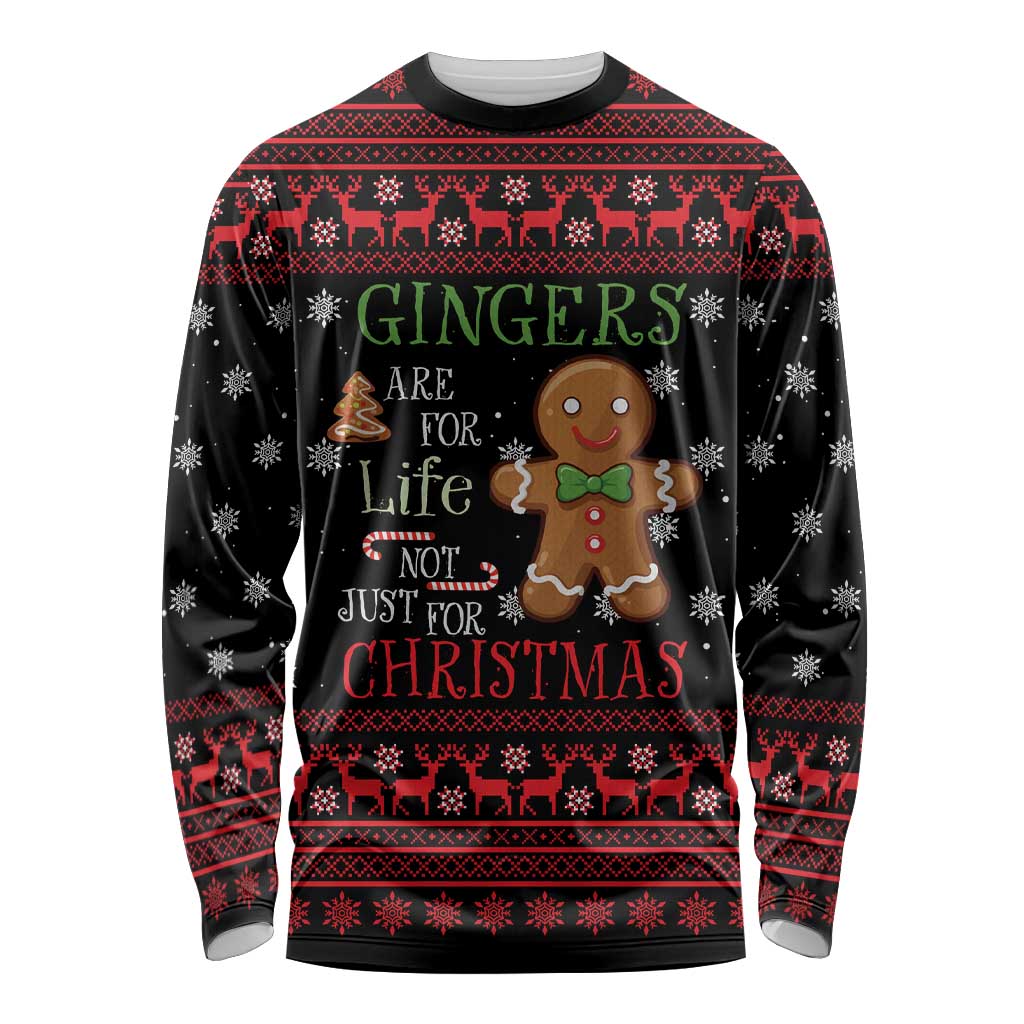 Funny Gingerbread Christmas Long Sleeve Shirt Hoodie with Gingers Are for Life Quote and Snowflake Pattern - Wonder Print Shop