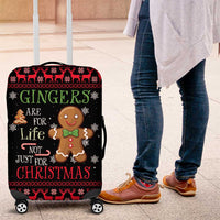 Funny Gingerbread Christmas Luggage Cover Hoodie with Gingers Are for Life Quote and Snowflake Pattern - Wonder Print Shop