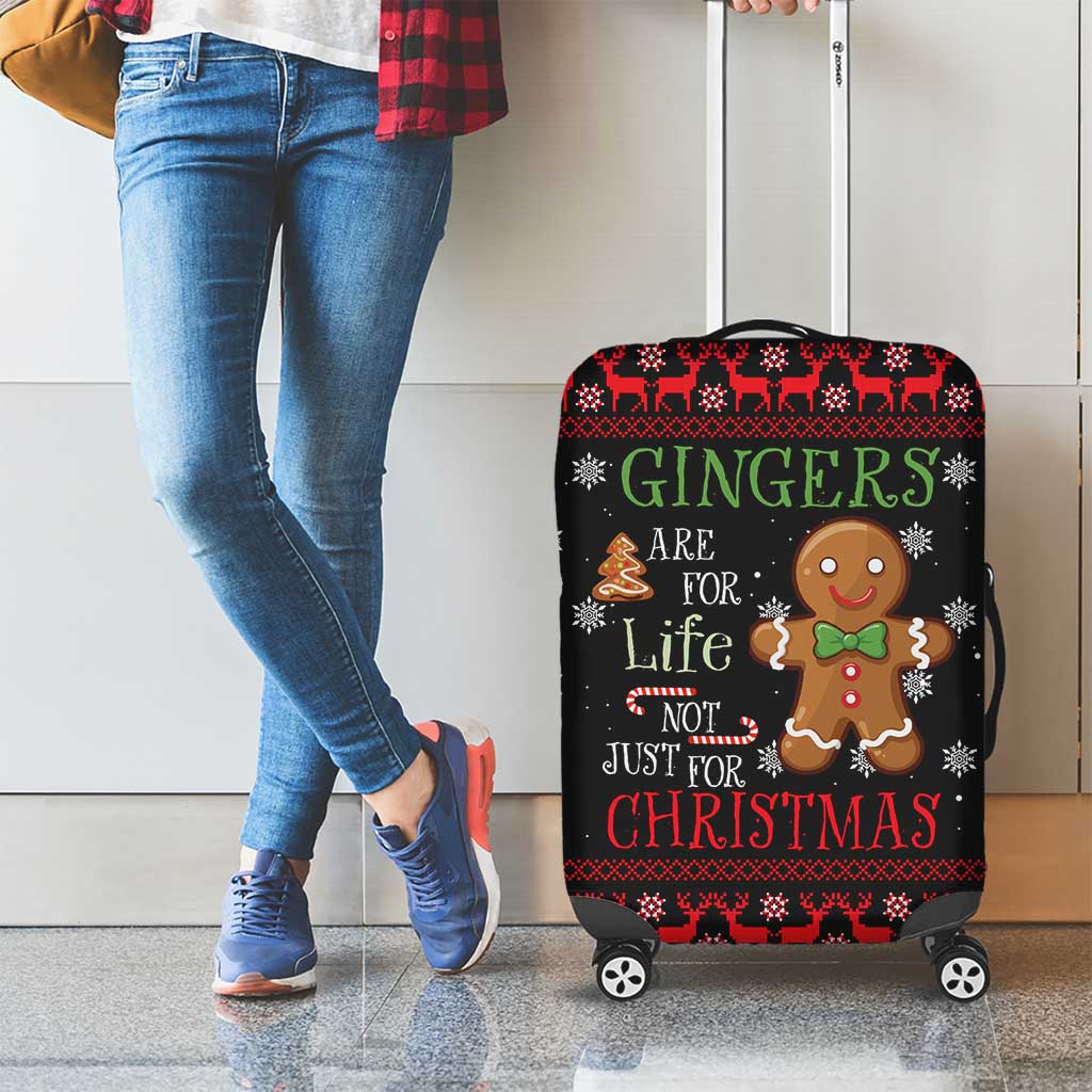 Funny Gingerbread Christmas Luggage Cover Hoodie with Gingers Are for Life Quote and Snowflake Pattern - Wonder Print Shop