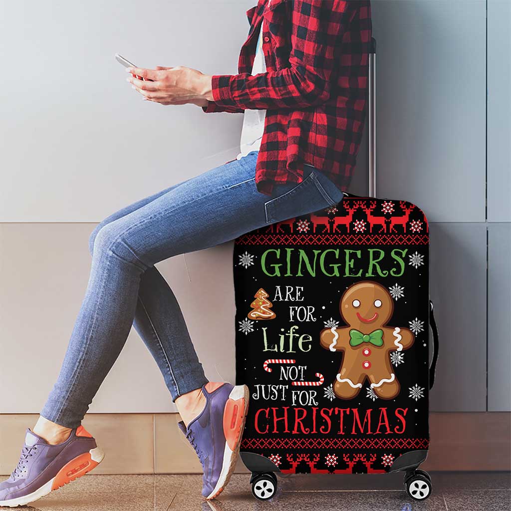 Funny Gingerbread Christmas Luggage Cover Hoodie with Gingers Are for Life Quote and Snowflake Pattern - Wonder Print Shop