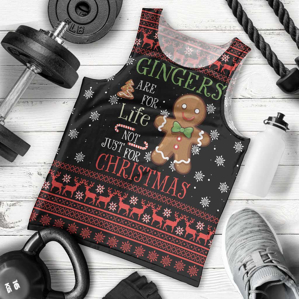 Funny Gingerbread Christmas Men Tank Top Hoodie with Gingers Are for Life Quote and Snowflake Pattern - Wonder Print Shop