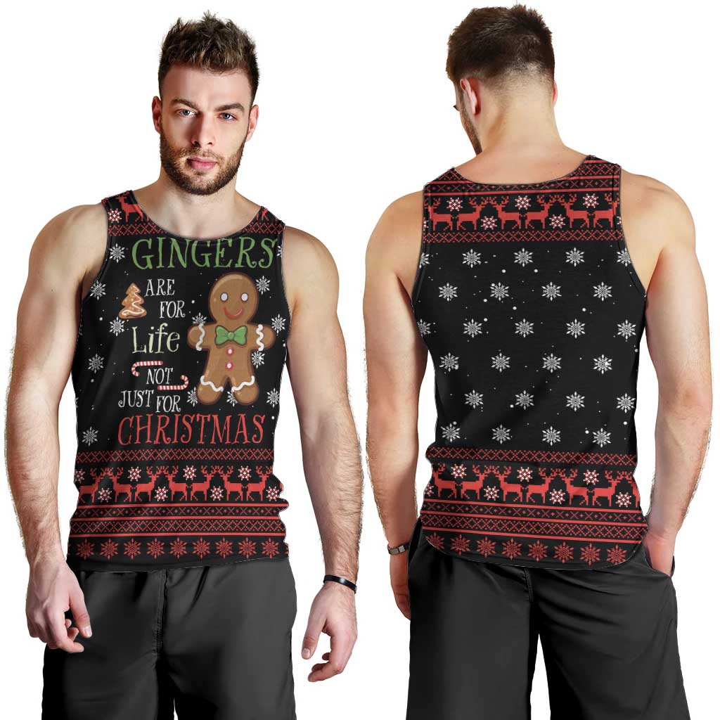 Funny Gingerbread Christmas Men Tank Top Hoodie with Gingers Are for Life Quote and Snowflake Pattern - Wonder Print Shop