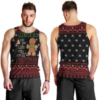 Funny Gingerbread Christmas Men Tank Top Hoodie with Gingers Are for Life Quote and Snowflake Pattern - Wonder Print Shop